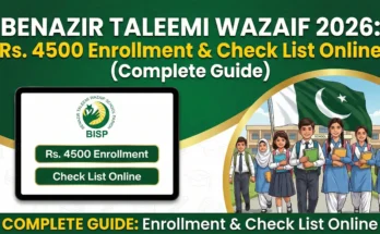 A happy Pakistani student holding her books, representing the Benazir Taleemi Wazaif Rs. 4500 stipend 2026.