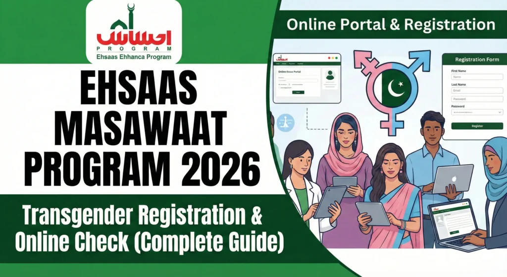  A close up of a mobile phone screen displaying the 8171 SMS service for checking Ehsaas Masawaat registration status.