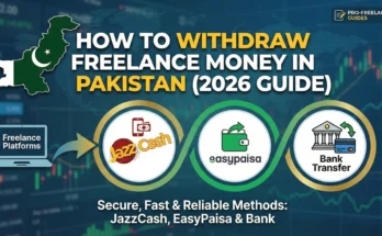 Logos of JazzCash, EasyPaisa, Payoneer, and Sadapay illustrating withdrawal money methods for freelancers in Pakistan